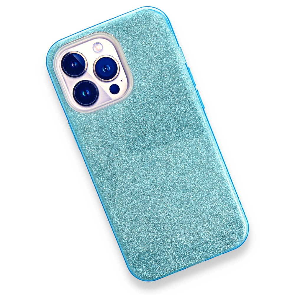 iPhone 13 Pro Max Kılıf Simli Katmanlı Silikon - Turkuaz iPhone 13 Pro Max Kılıf Simli Katmanlı Silikon - Turkuaz