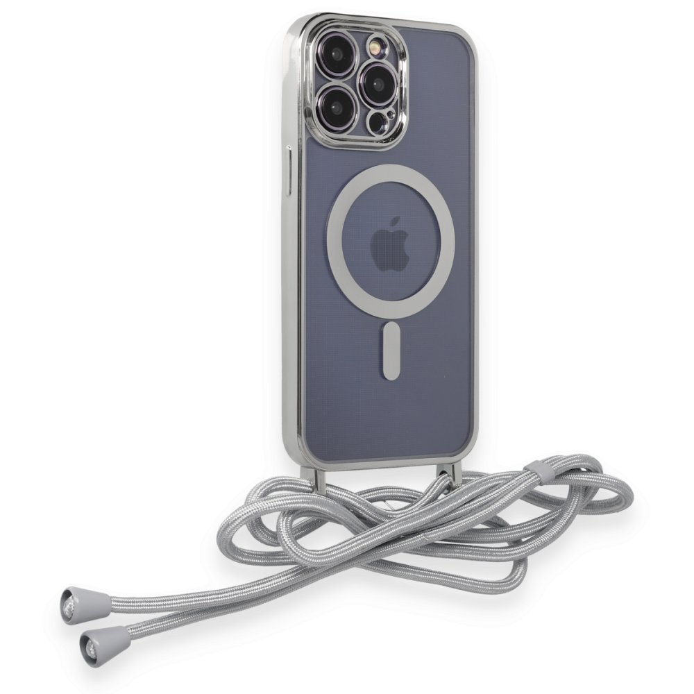 iPhone 13 Pro Kılıf Divo Lazer Askılı Magsafe Kapak - Gümüş iPhone 13 Pro Kılıf Divo Lazer Askılı Magsafe Kapak - Gümüş