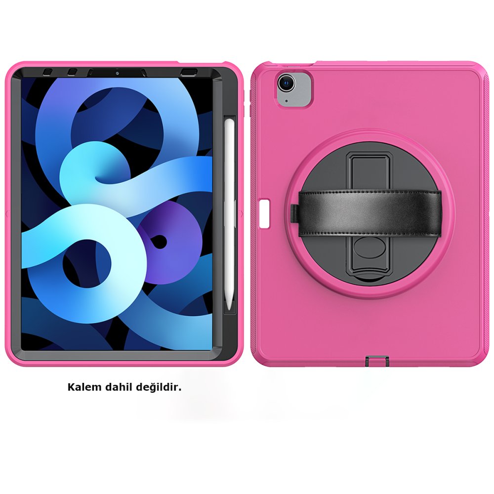  iPad 2022 10.9 (10.nesil) Kılıf Hand Strap Tablet Kılıfı - Pembe