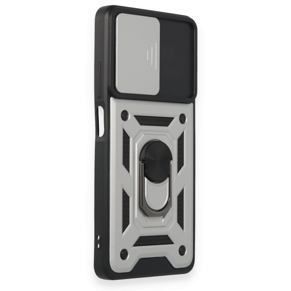 Redmi Note 12 Pro 5G Kılıf Pars Lens Yüzüklü Silikon - Gümüş