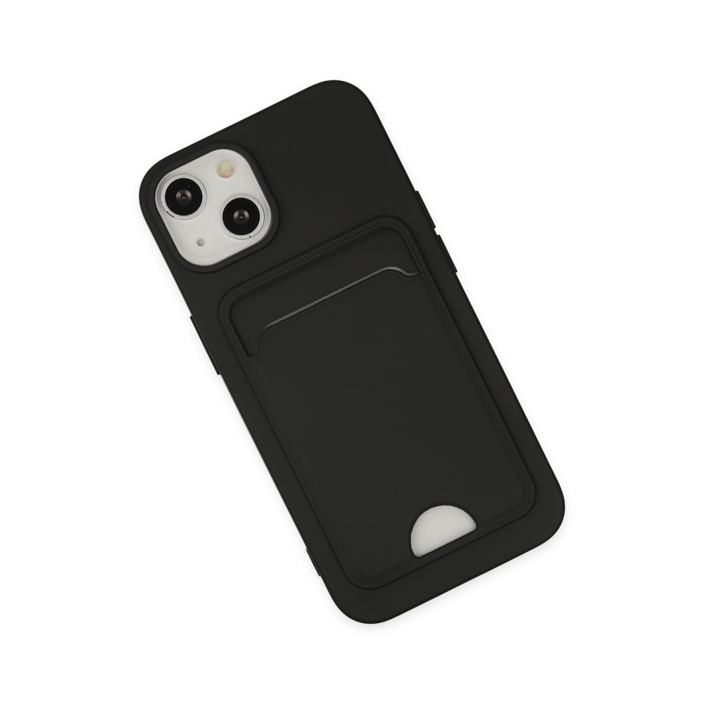  iPhone 14 Plus Kılıf Kelvin Kartvizitli Silikon - Siyah