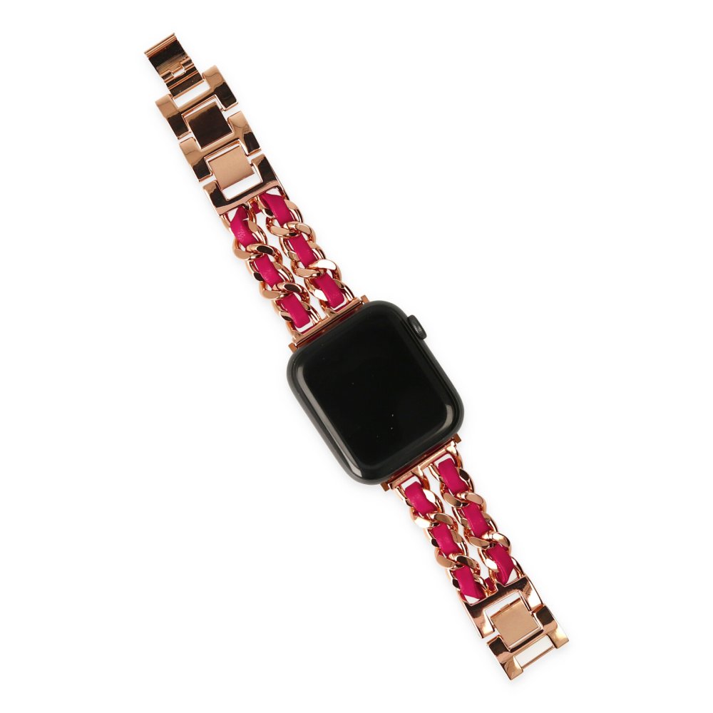  Apple Watch 40mm KR405 Metal Bakla Kordon - Pembe