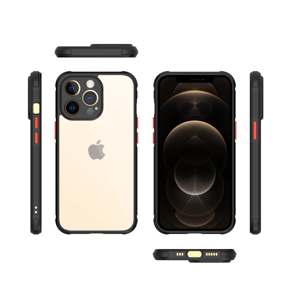 iPhone 13 Pro Kılıf Miami Şeffaf Silikon - Siyah