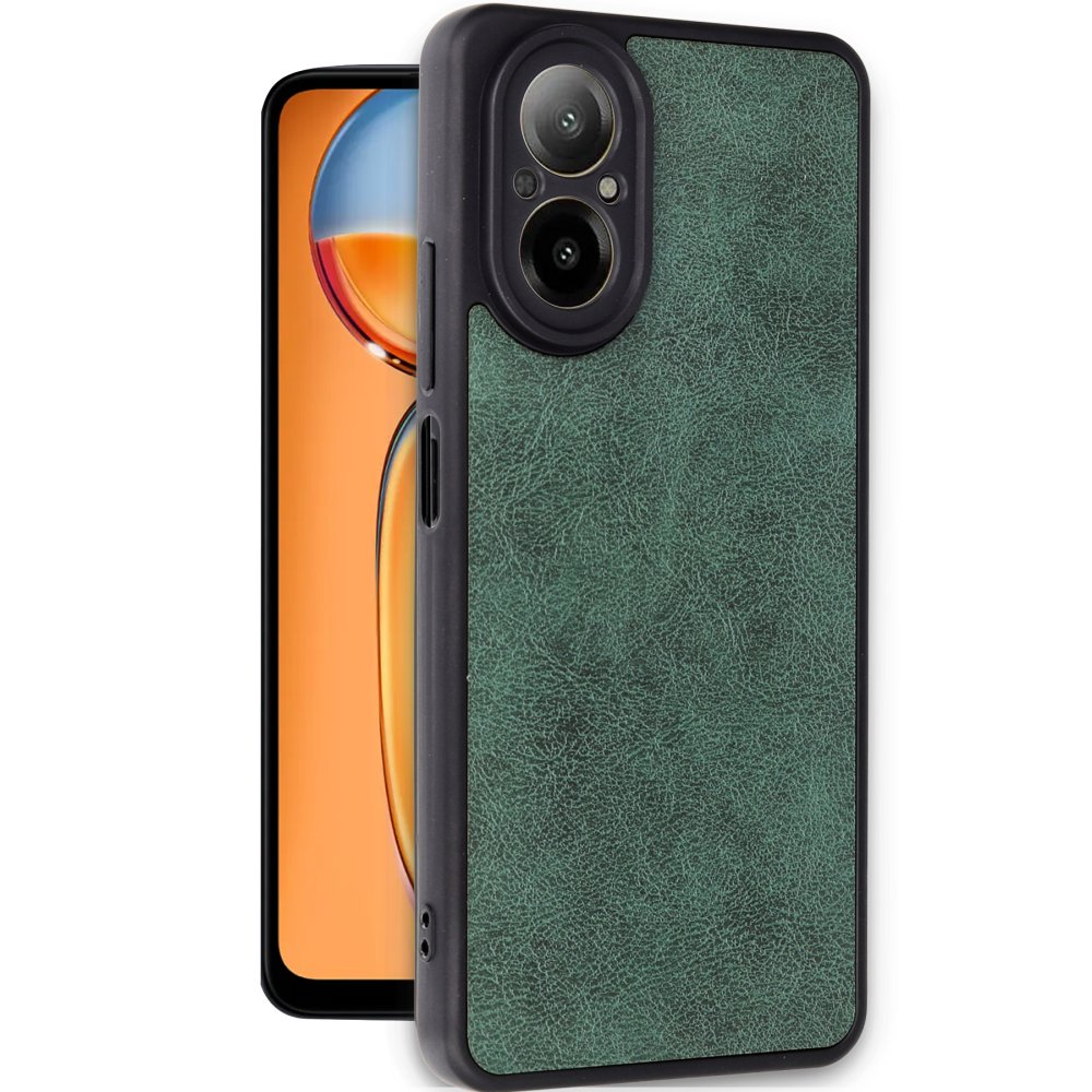 Realme 12 Lite Kılıf Aras Deri Kapak - Koyu Yeşil  Realme 12 Lite Kılıf Aras Deri Kapak - Koyu Yeşil