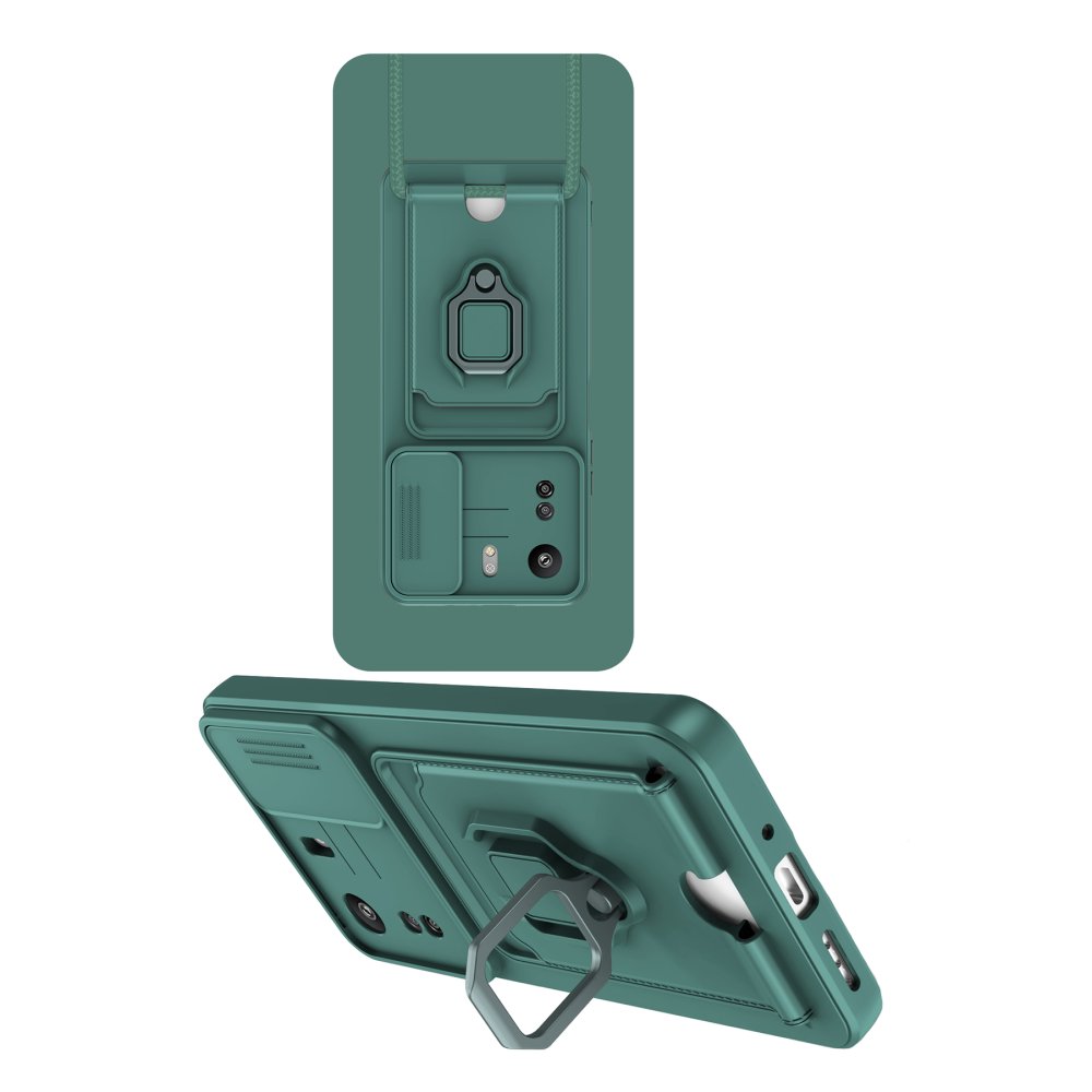 Redmi 13C Kılıf Zuma Kartvizitli Yüzüklü Silikon - Yeşil