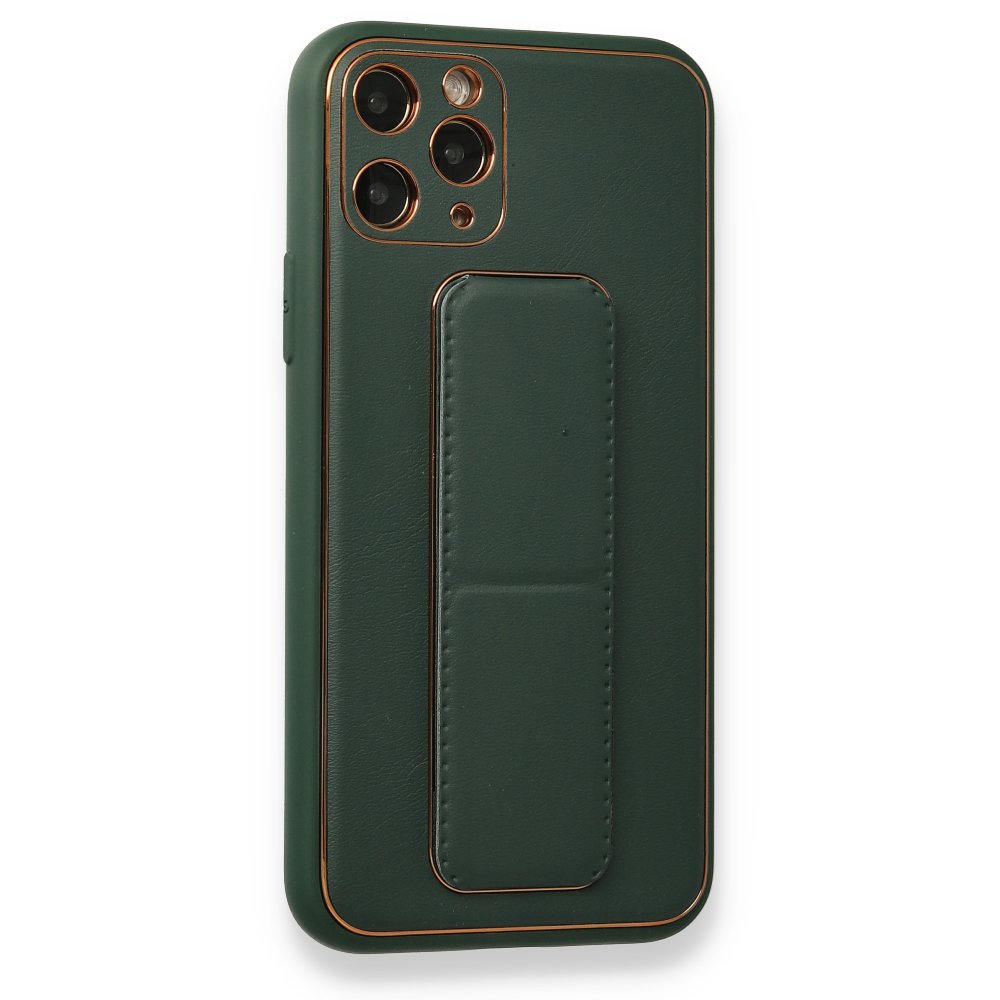  iPhone 11 Pro Kılıf Coco Deri Standlı Kapak - Yeşil