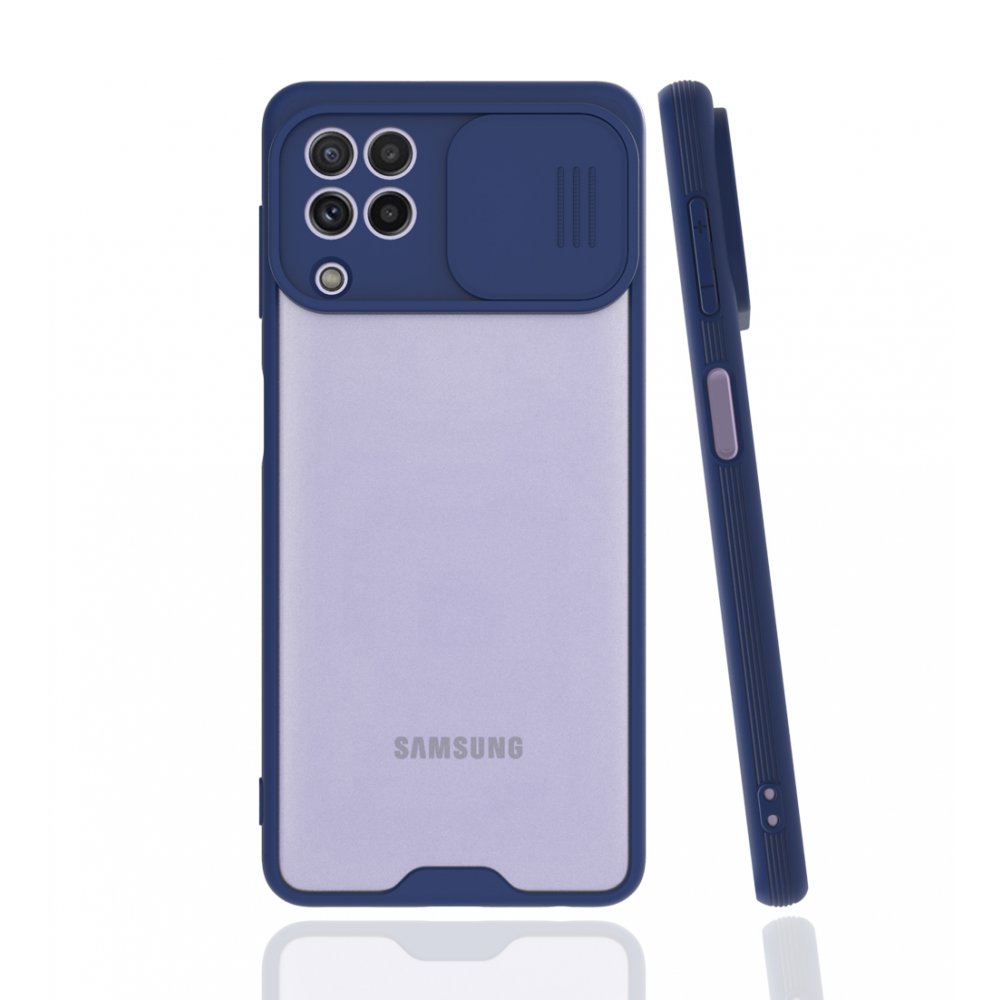  Samsung Galaxy M32 Kılıf Platin Kamera Koruma Silikon - Lacivert