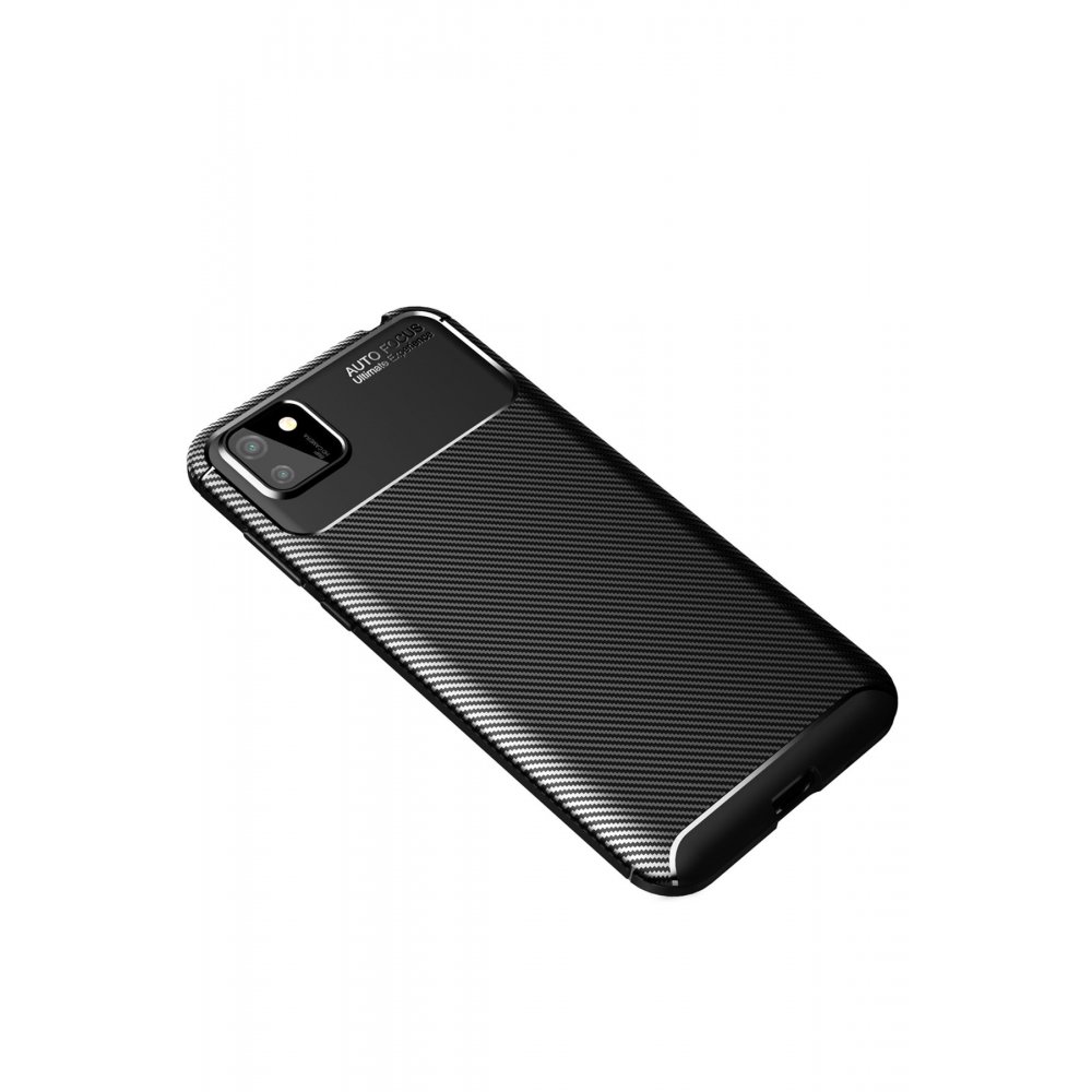 Huawei Y5P Kılıf Auto Focus Karbon Kapak - Siyah  Huawei Y5P Kılıf Auto Focus Karbon Kapak - Siyah
