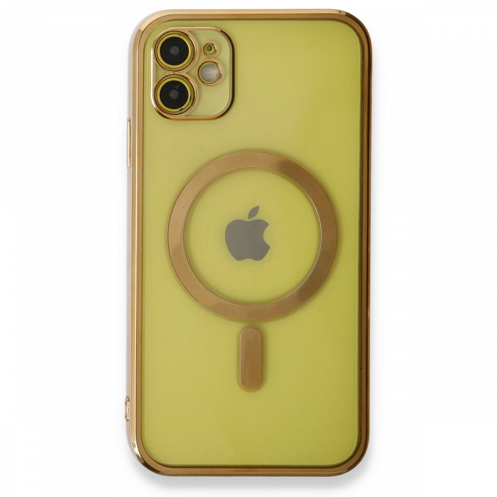 iPhone 12 Kılıf Magneticsafe Lazer Silikon - Gold iPhone 12 Kılıf Magneticsafe Lazer Silikon - Gold
