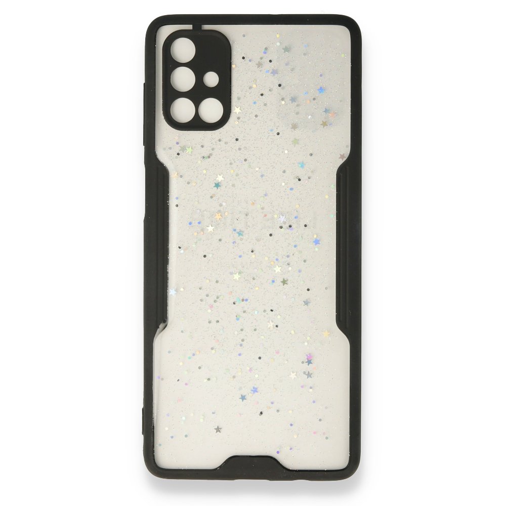  Samsung Galaxy M51 Kılıf Platin Simli Silikon - Siyah