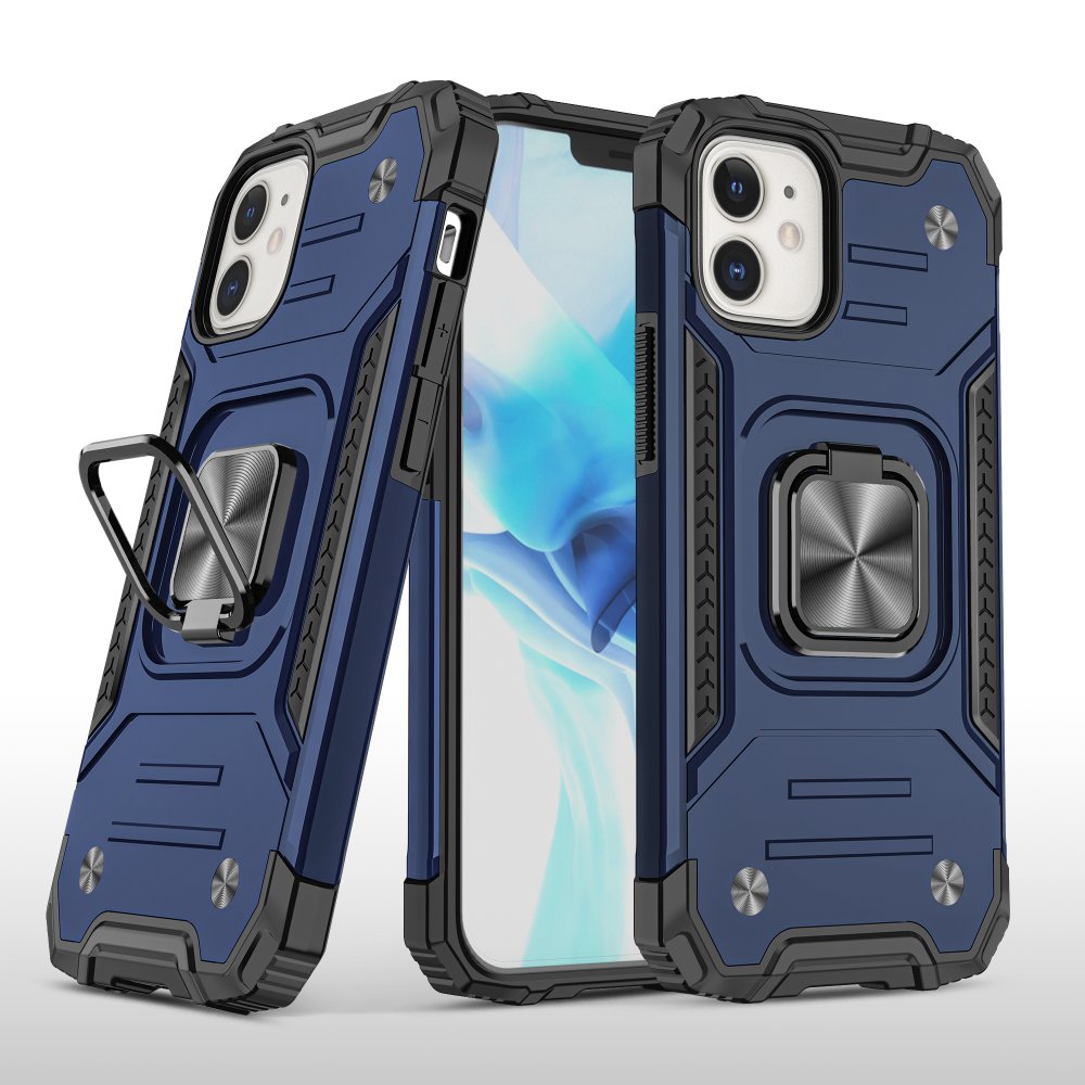  iPhone 12 Kılıf Zegna Yüzüklü Silikon Kapak - Mavi