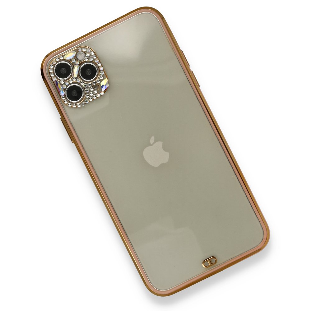  iPhone 11 Pro Kılıf Liva Taşlı Silikon - Pembe