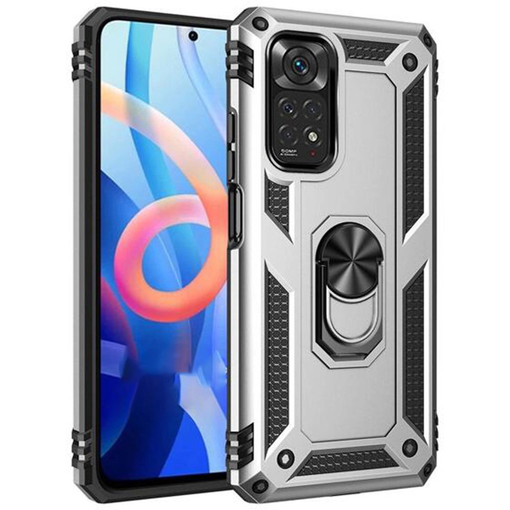 Redmi Note 11 Kılıf Sofya Yüzüklü Silikon Kapak - Gümüş