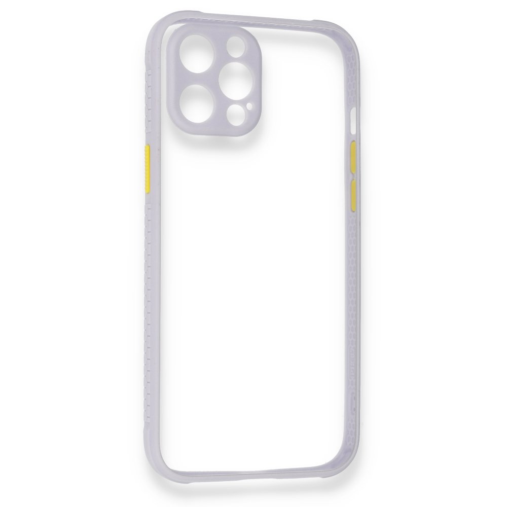 iPhone 12 Pro Kılıf Miami Şeffaf Silikon - Lila