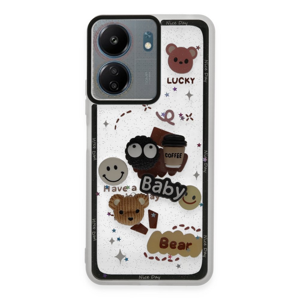  Xiaomi Poco C65 Kılıf Sweet Desenli Silikon Kapak - Sarı