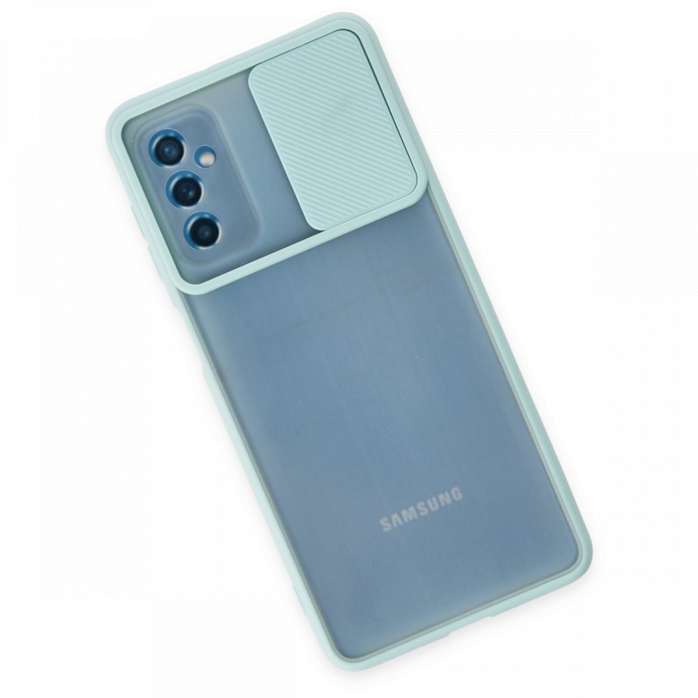  Samsung Galaxy M52 5G Kılıf Palm Buzlu Kamera Sürgülü Silikon - Turkuaz