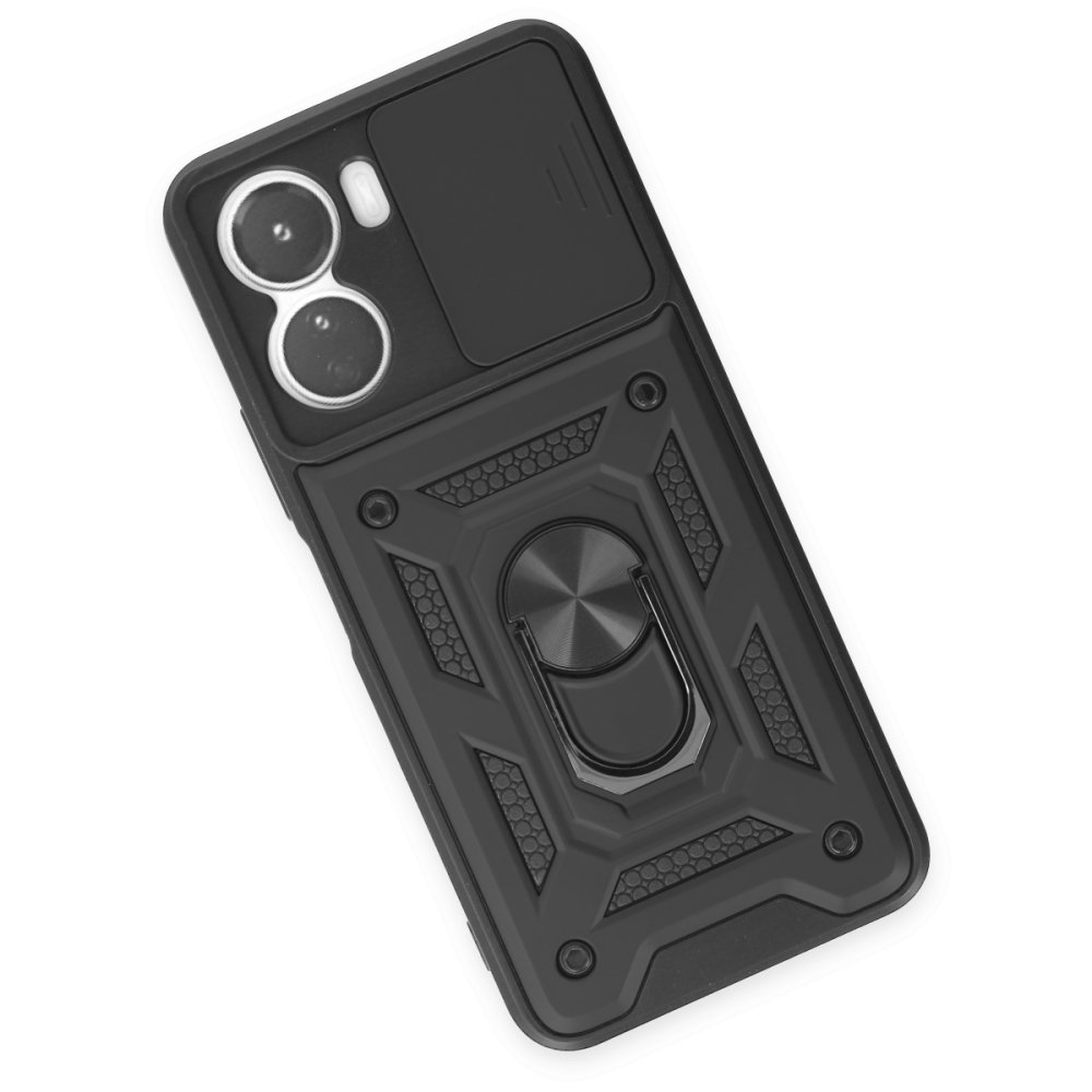 Vivo Y16 Kılıf Pars Lens Yüzüklü Silikon - Siyah  Vivo Y16 Kılıf Pars Lens Yüzüklü Silikon - Siyah