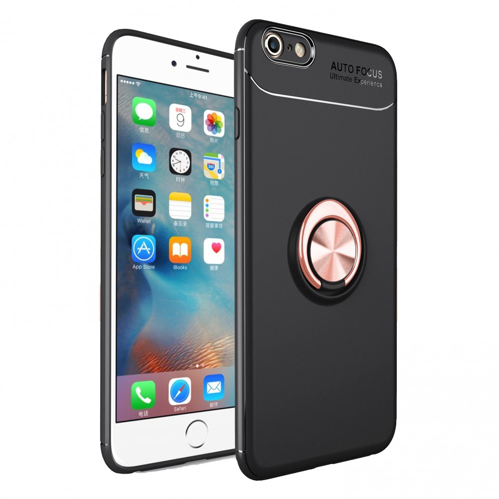  iPhone 6 Kılıf Range Yüzüklü Silikon - Siyah-Gold