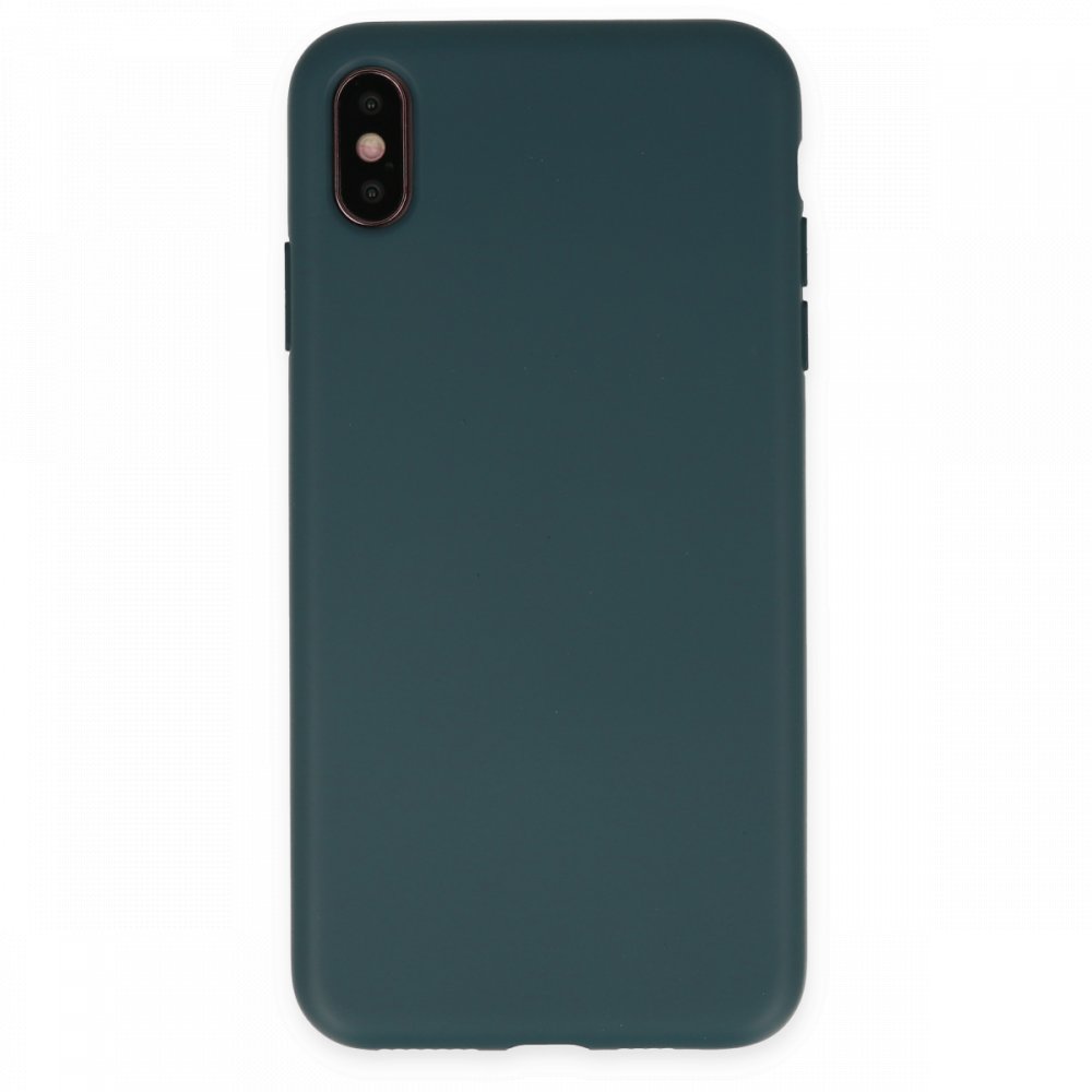  iPhone XS Max Kılıf Nano içi Kadife Silikon - Koyu Yeşil