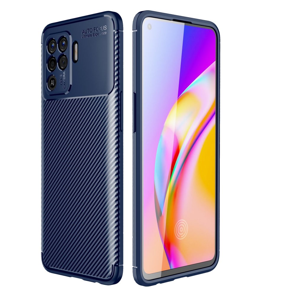 Oppo Reno 5 Lite Kılıf Auto Focus Karbon Kapak - Lacivert