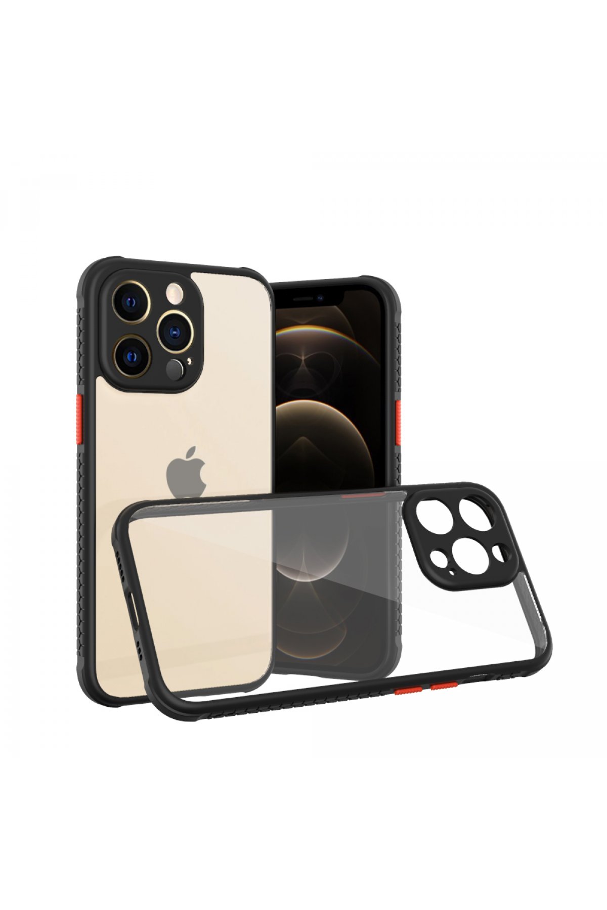  iPhone 13 Pro Kılıf Miami Şeffaf Silikon - Siyah