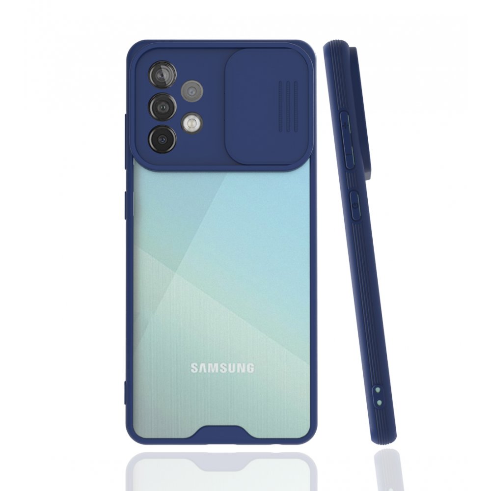  Samsung Galaxy A52S Kılıf Platin Kamera Koruma Silikon - Lacivert