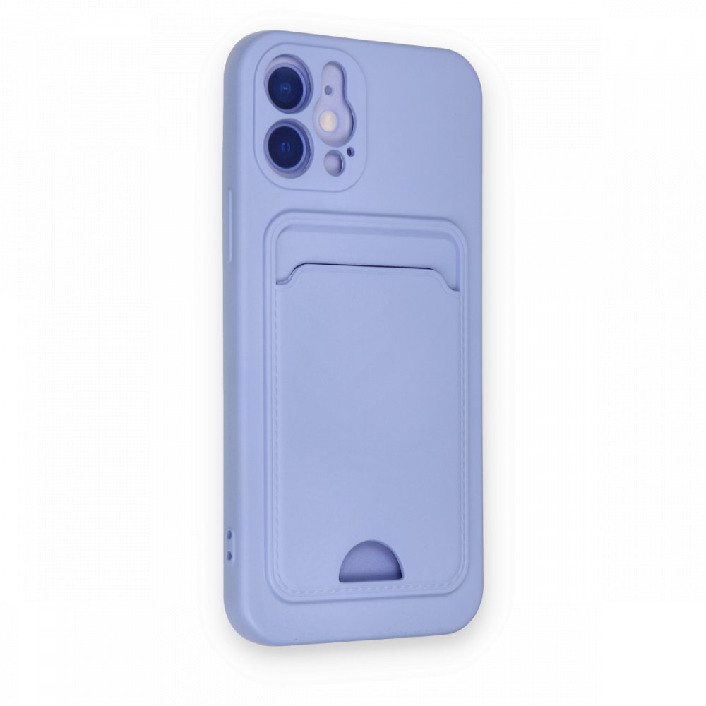  iPhone 12 Kılıf Kelvin Kartvizitli Silikon - Lila