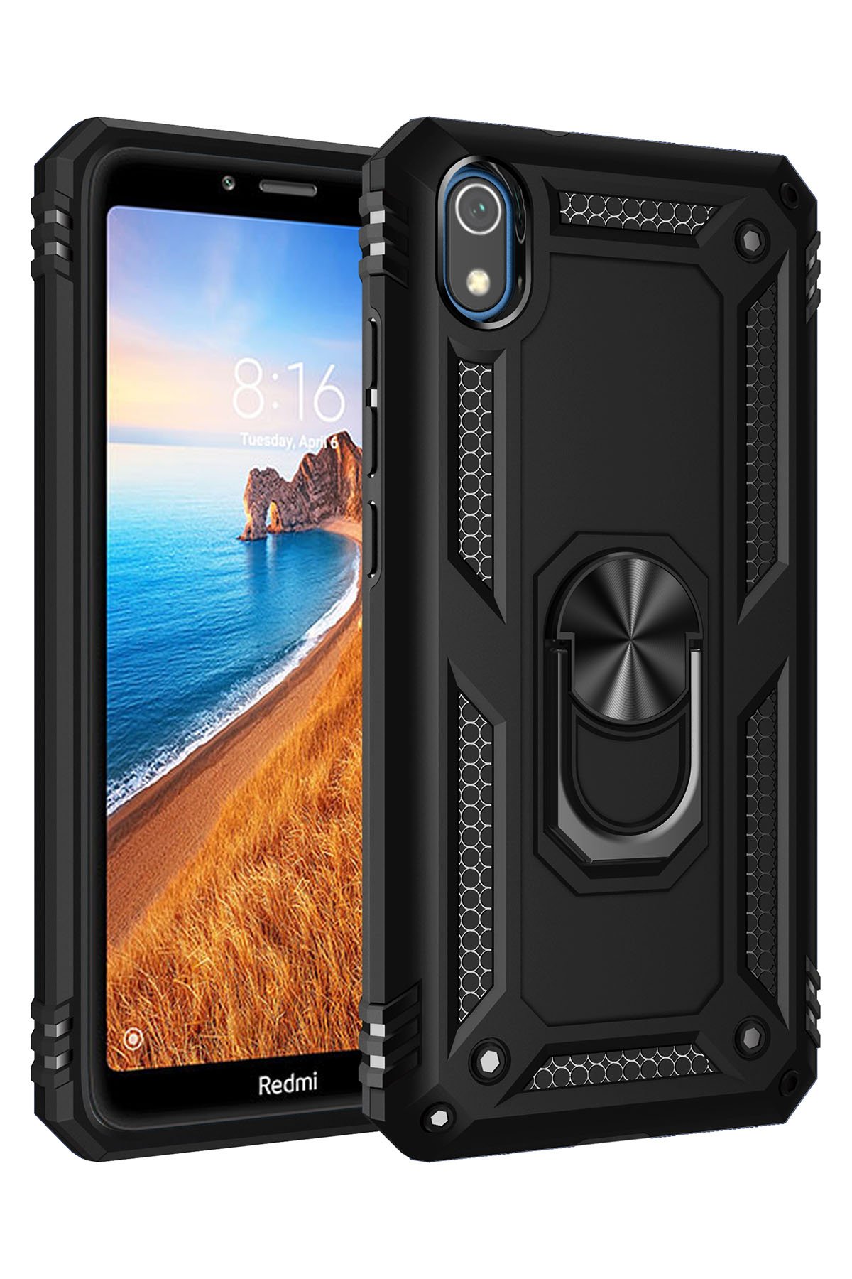 Redmi 7A Kılıf Sofya Yüzüklü Silikon Kapak - Siyah Redmi 7A Kılıf Sofya Yüzüklü Silikon Kapak - Siyah