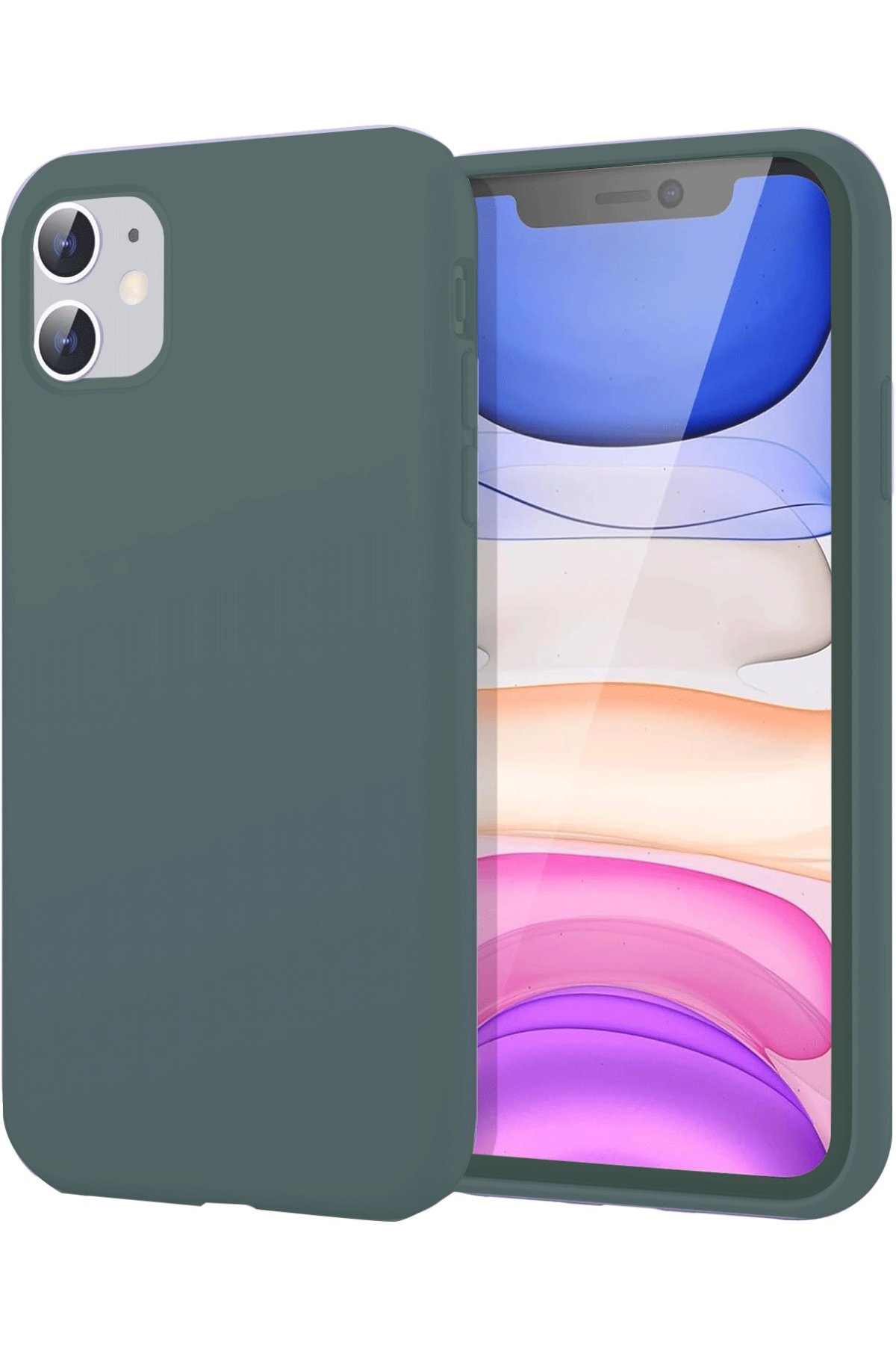  iPhone 11 Kılıf First Silikon - Koyu Yeşil