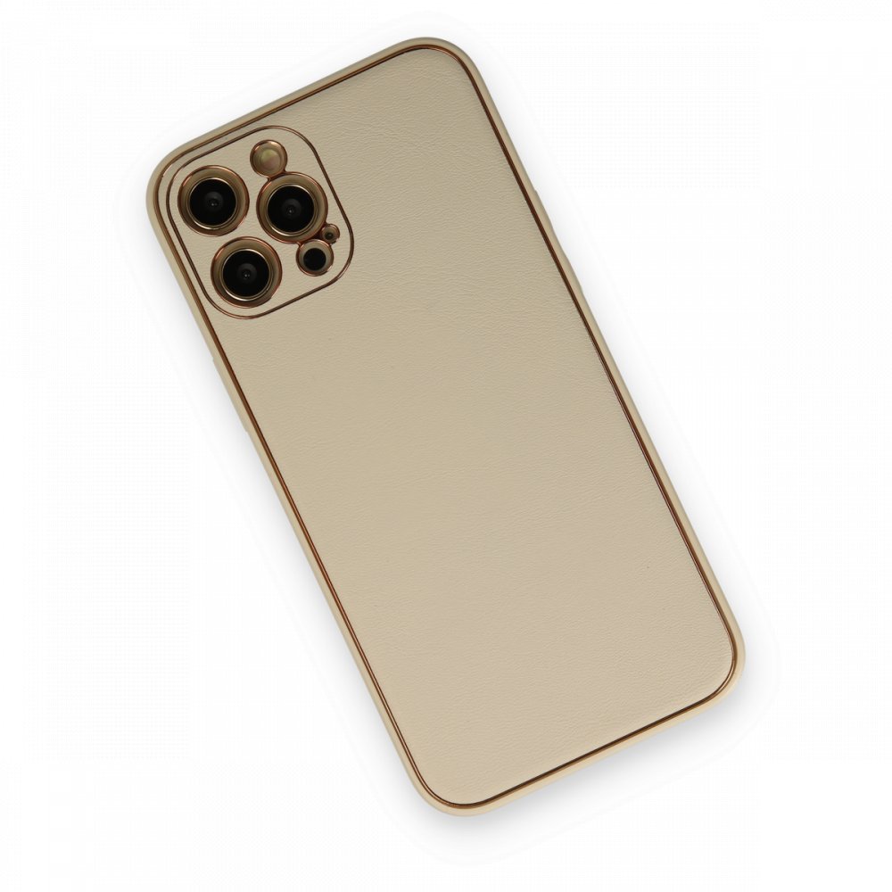  iPhone 12 Pro Max Kılıf Coco Deri Silikon Kapak - Gold