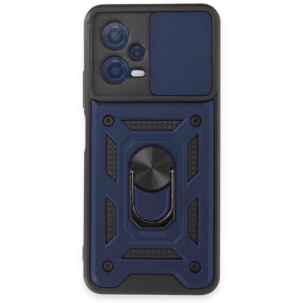 Redmi Note 12 5G Kılıf Pars Lens Yüzüklü Silikon - Lacivert
