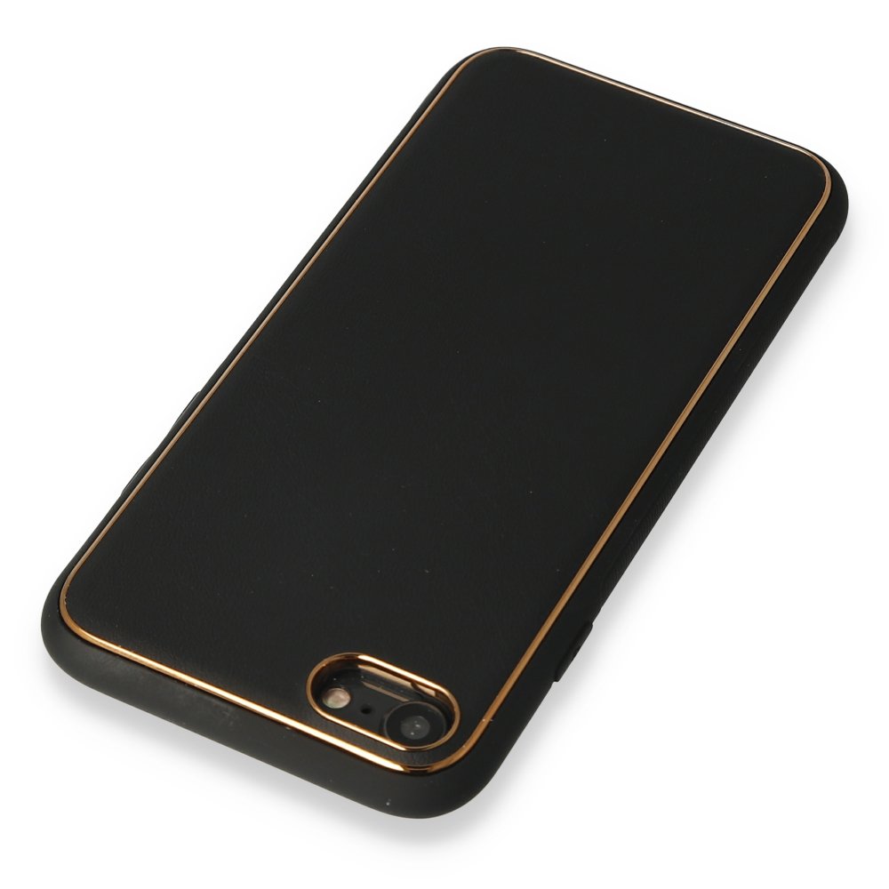 iPhone 8 Kılıf Coco Deri Silikon Kapak - Siyah iPhone 8 Kılıf Coco Deri Silikon Kapak - Siyah