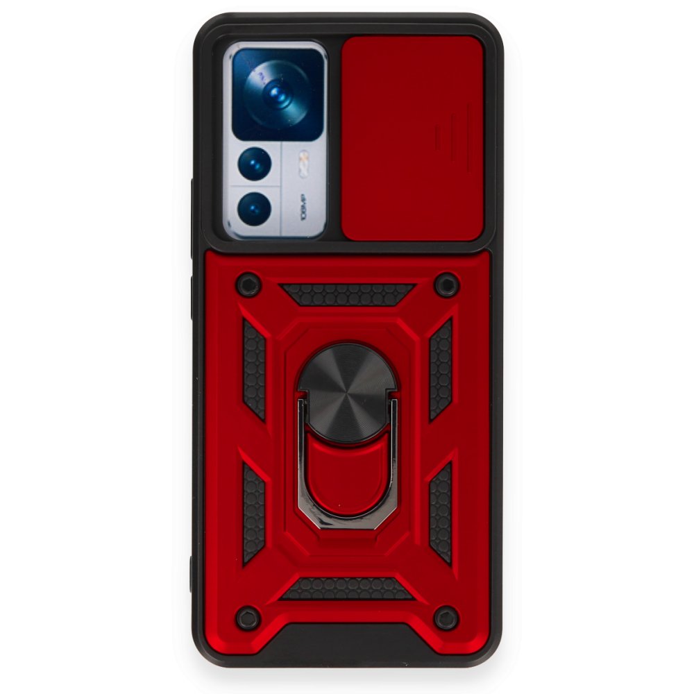  Xiaomi Mi 12T Kılıf Pars Lens Yüzüklü Silikon - Kırmızı