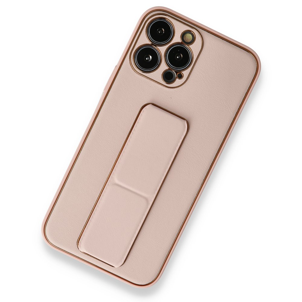 iPhone 13 Pro Kılıf Coco Deri Standlı Kapak - Pembe iPhone 13 Pro Kılıf Coco Deri Standlı Kapak - Pembe