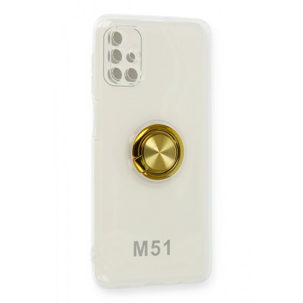  Samsung Galaxy M51 Kılıf Gros Yüzüklü Silikon - Gold