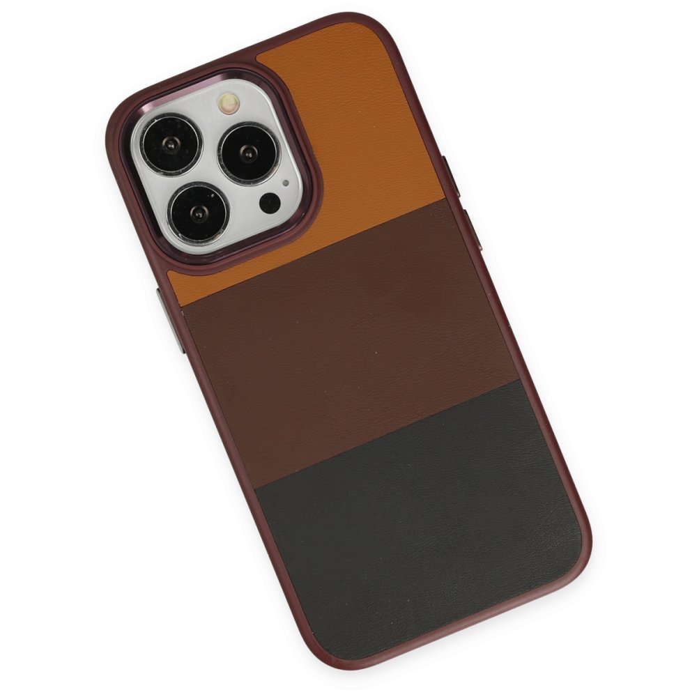  iPhone 13 Pro Max Kılıf King Kapak - Bordo-Siyah