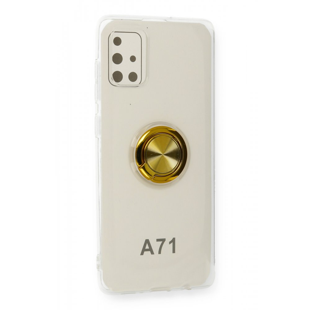  Samsung Galaxy A71 Kılıf Gros Yüzüklü Silikon - Gold