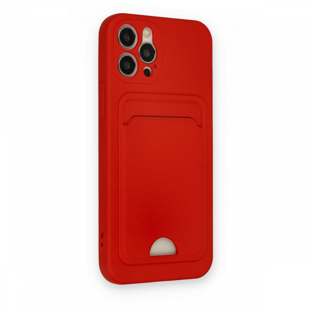  iPhone 12 Pro Kılıf Kelvin Kartvizitli Silikon - Kırmızı