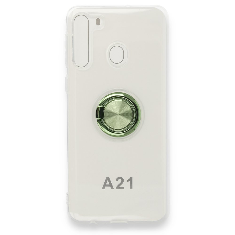  Samsung Galaxy A21 Kılıf Gros Yüzüklü Silikon -Yeşil