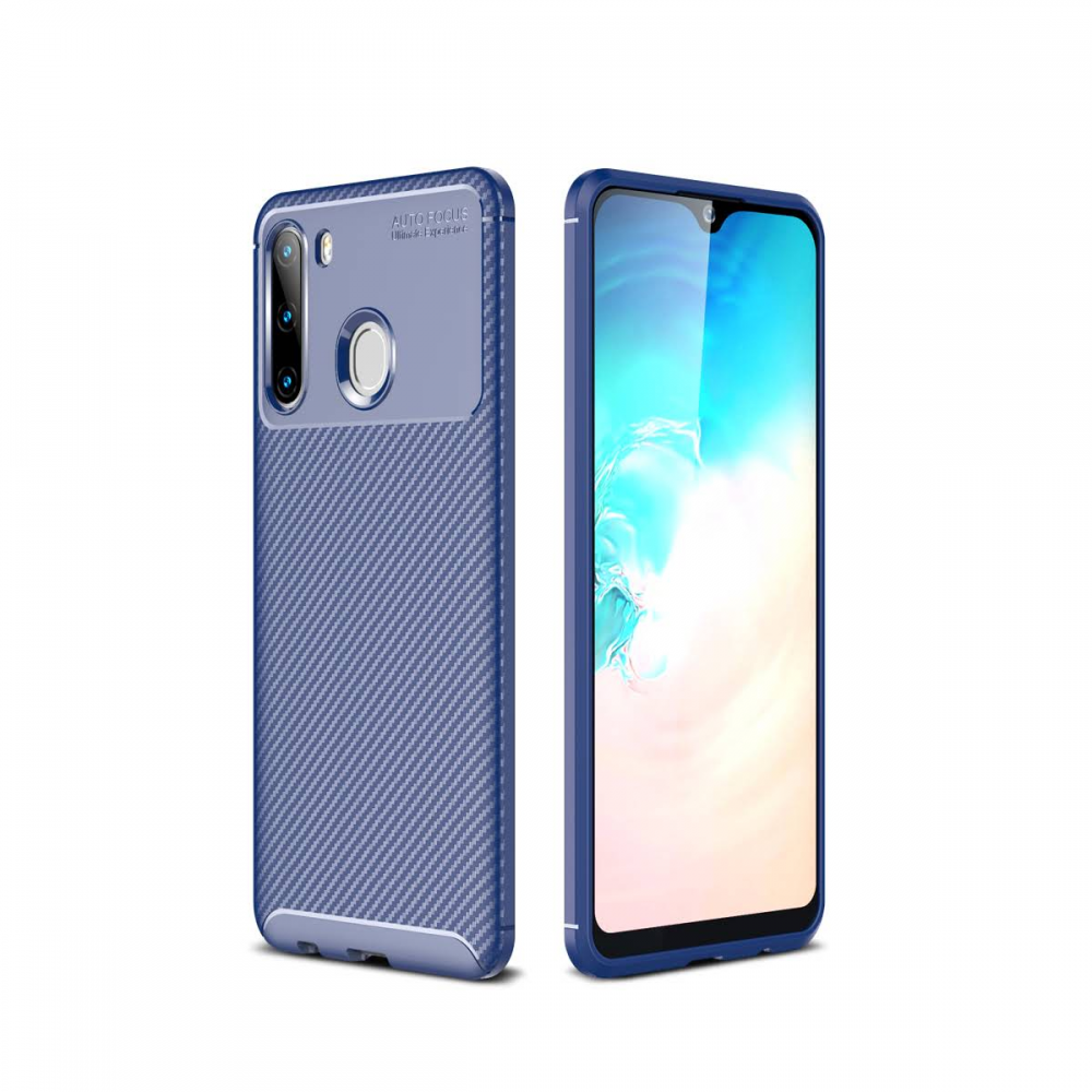  Samsung Galaxy A21 Kılıf Auto Focus Karbon Kapak - Lacivert