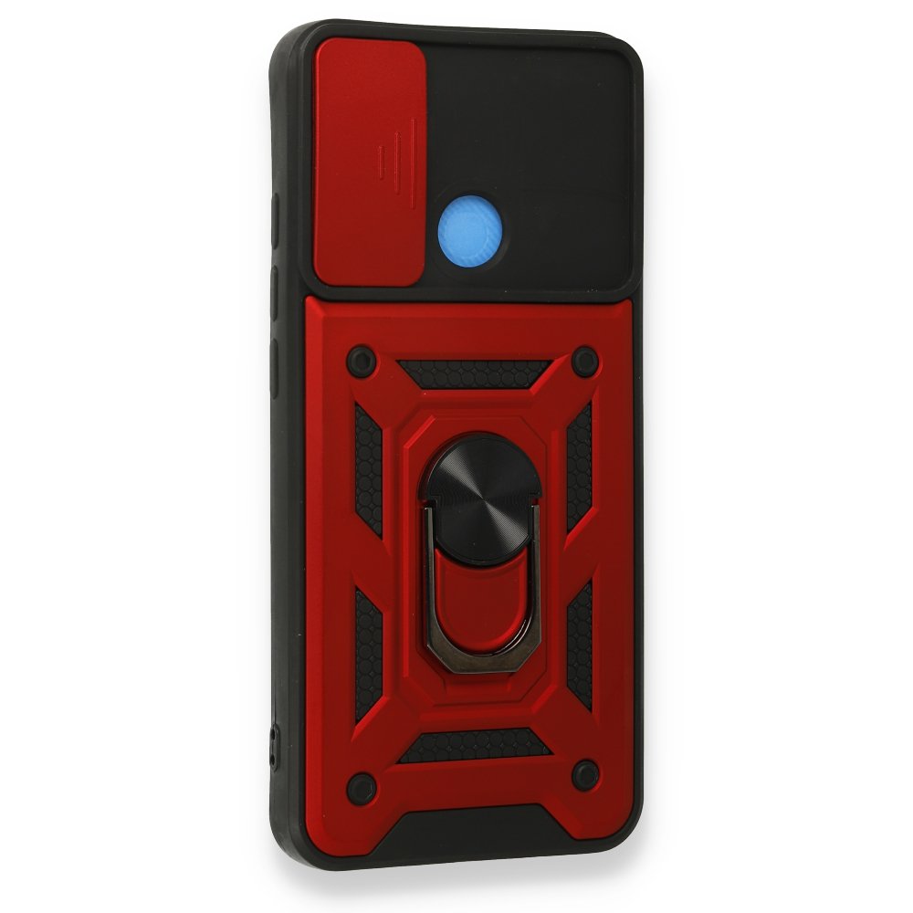 Redmi 9C Kılıf Pars Lens Yüzüklü Silikon - Kırmızı