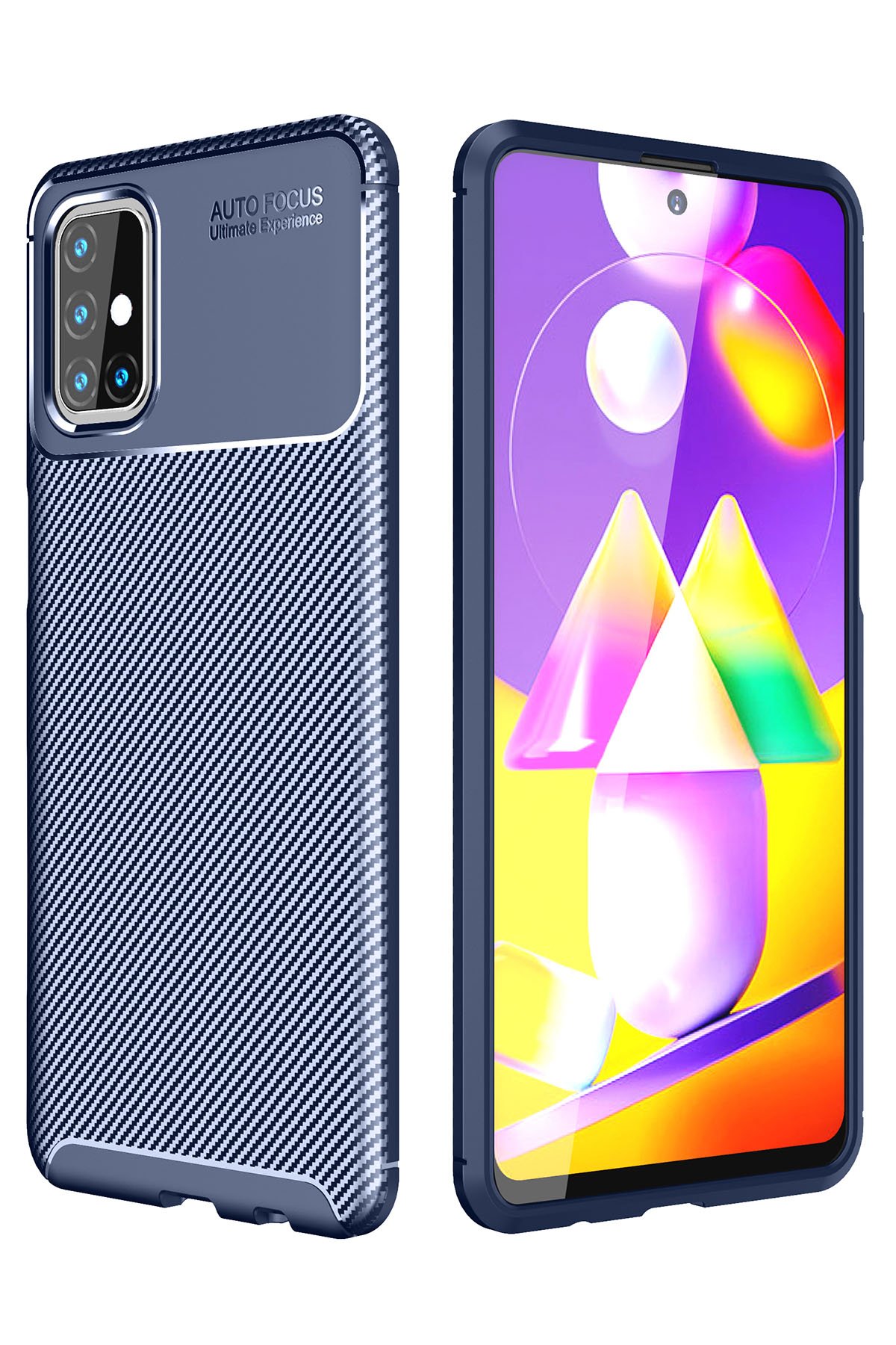  Samsung Galaxy M31S Kılıf Auto Focus Karbon Kapak - Lacivert