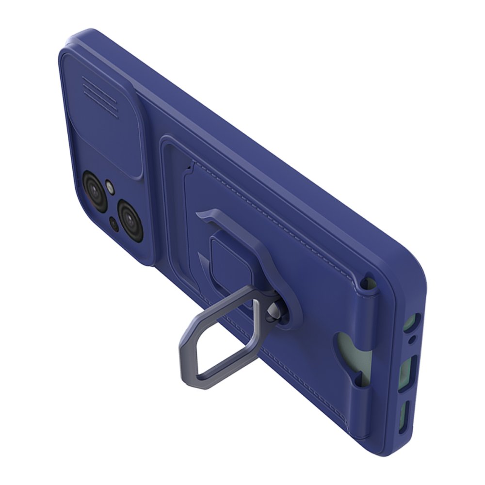  Xiaomi Poco M5 Kılıf Zuma Kartvizitli Yüzüklü Silikon - Lacivert