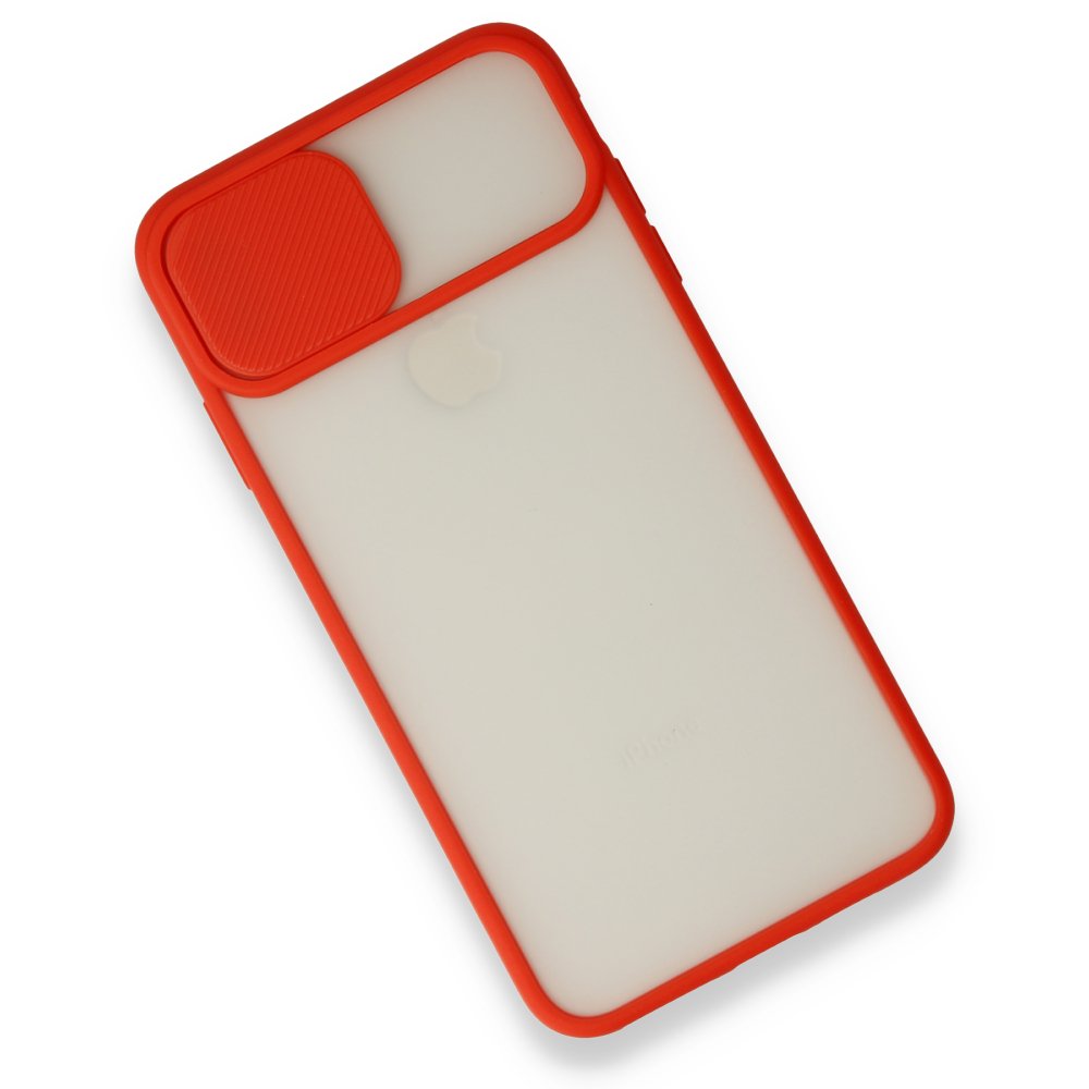 iPhone XS Kılıf Palm Buzlu Kamera Sürgülü Silikon - Kırmızı iPhone XS Kılıf Palm Buzlu Kamera Sürgülü Silikon - Kırmızı