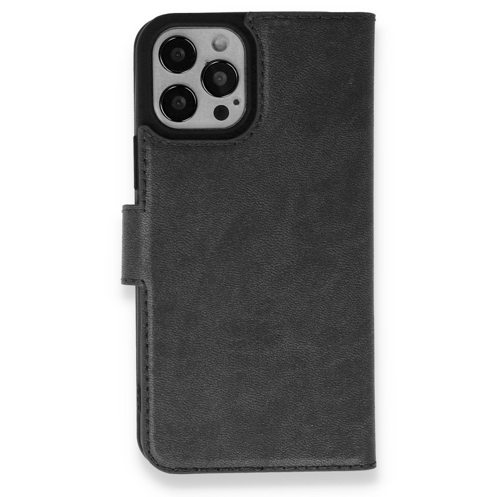  iPhone 12 Pro Kılıf Trend S Plus Kapaklı Kılıf - Siyah