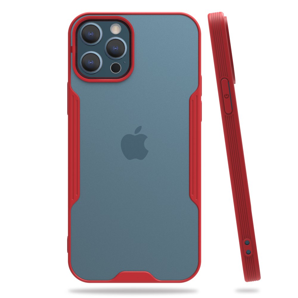  iPhone 12 Pro Max Kılıf Platin Silikon - Kırmızı