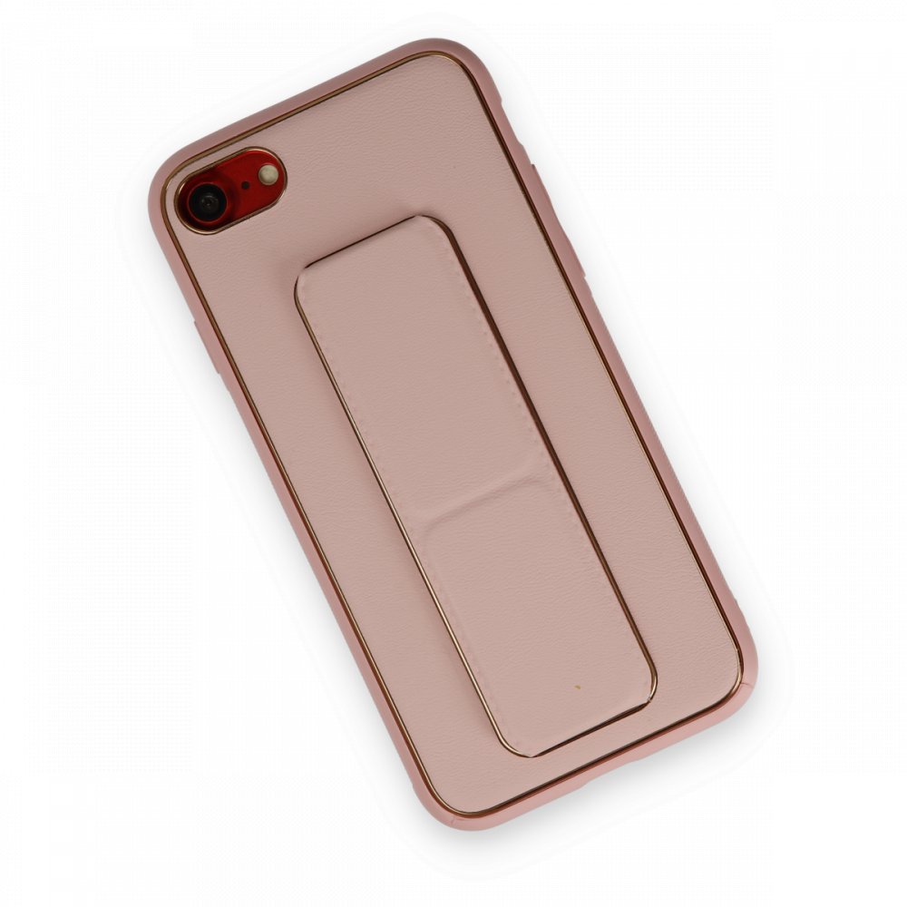  iPhone 7 Kılıf Coco Deri Standlı Kapak - Pembe