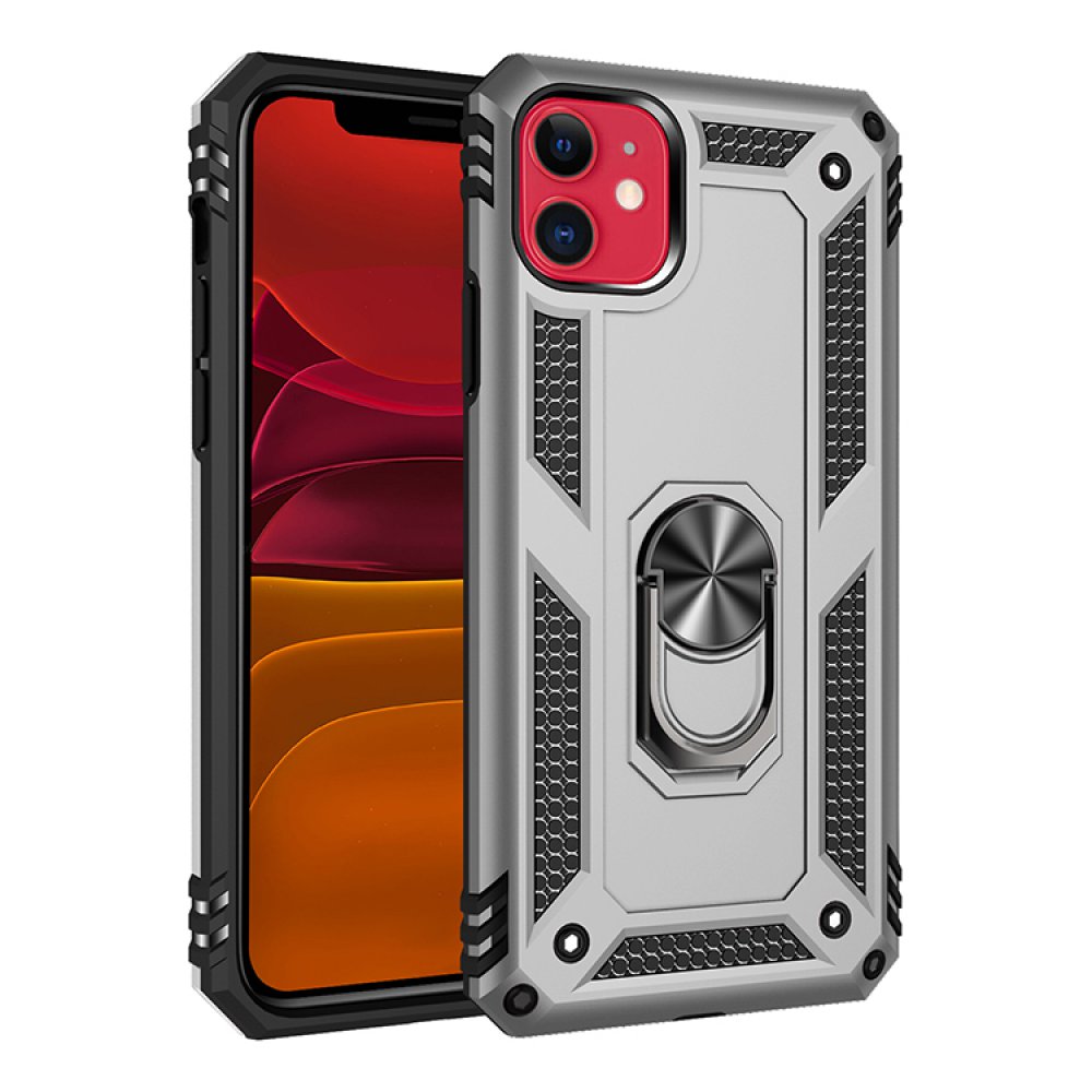  iPhone 11 Kılıf Sofya Yüzüklü Silikon Kapak - Gümüş