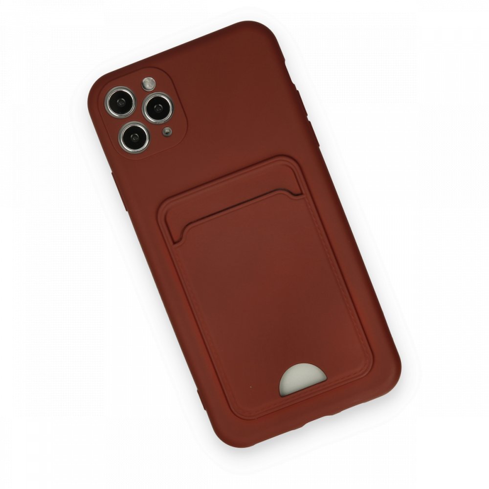  iPhone 11 Pro Max Kılıf Kelvin Kartvizitli Silikon - Bordo