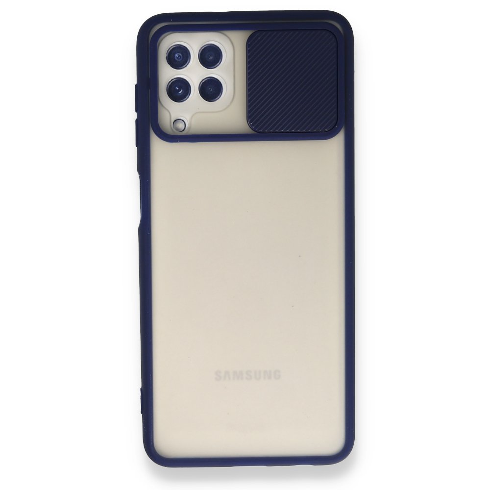 Samsung Galaxy A22 Kılıf Palm Buzlu Kamera Sürgülü Silikon - Lacivert